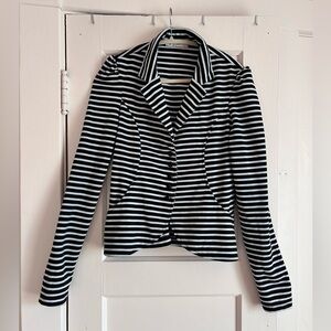 Eve Séduire Black and White Striped Fitted Blazer Jacket Size 16 Tailored Chic